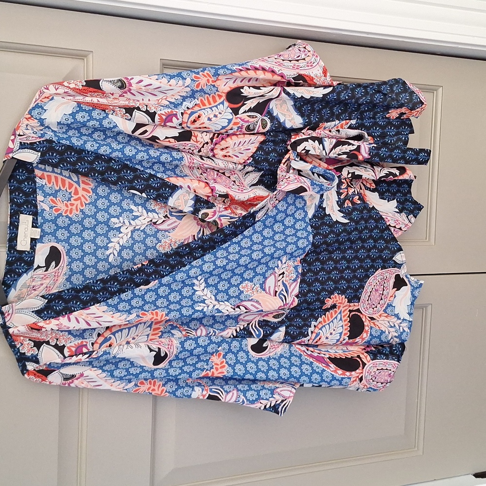 Chenault Blue and Pink Floral Blouse